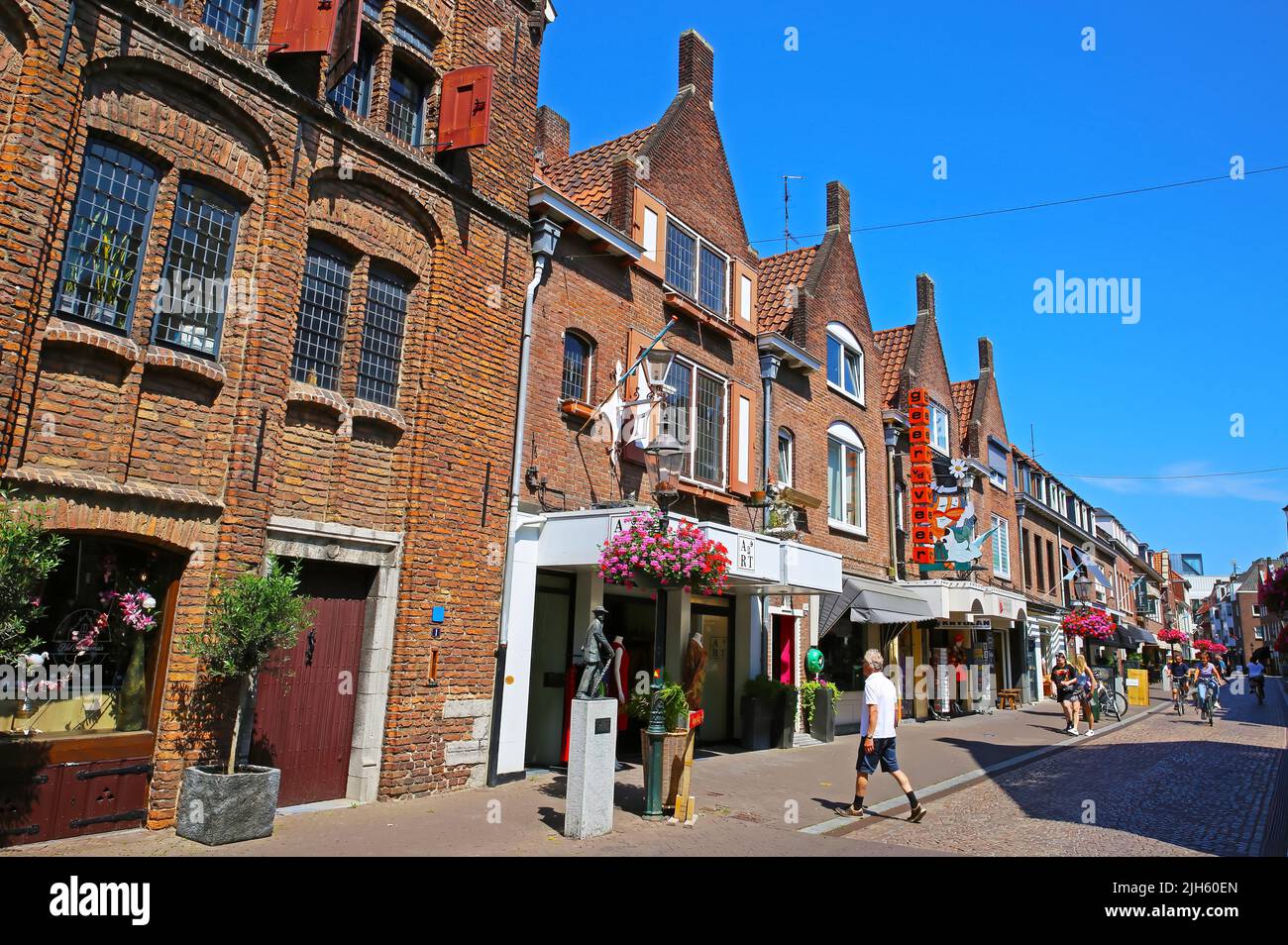 Venlo, Netherlands July 9. 2022 Beautiful dutch shopping street
