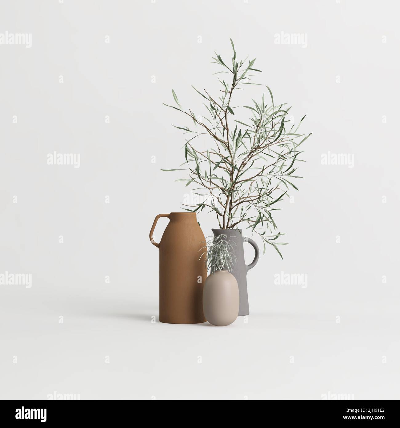 3d illustration of set decorative vase inside isolated on white background Stock Photo