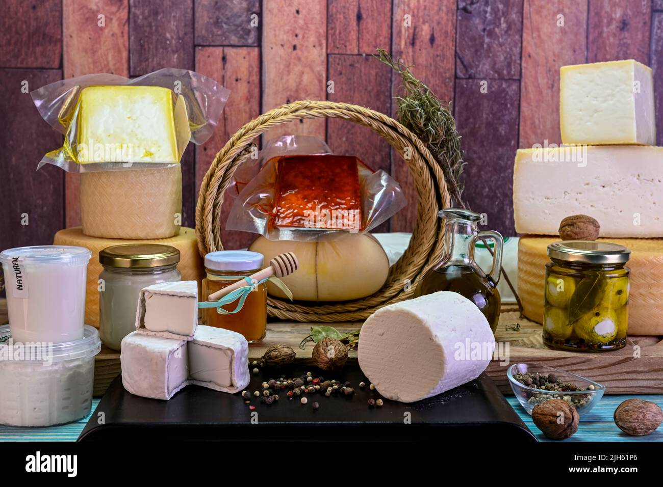 Assortment of handmade goat cheeses Stock Photo Alamy