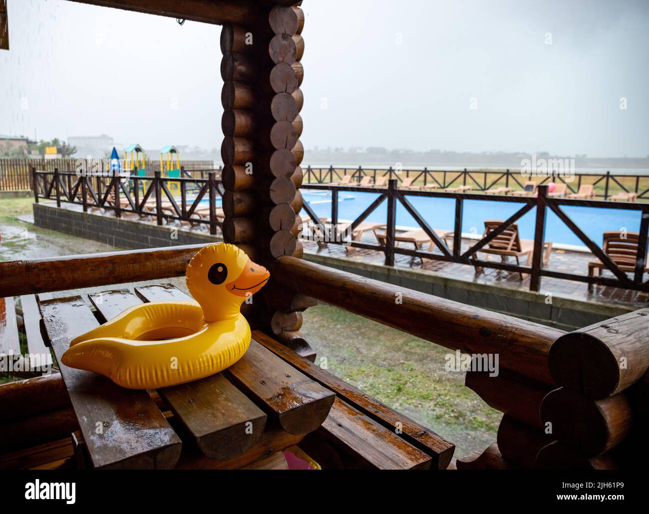 Yellow Inflatable Table Yellow inflatable duck lies on hi-res stock photography and images - Alamy