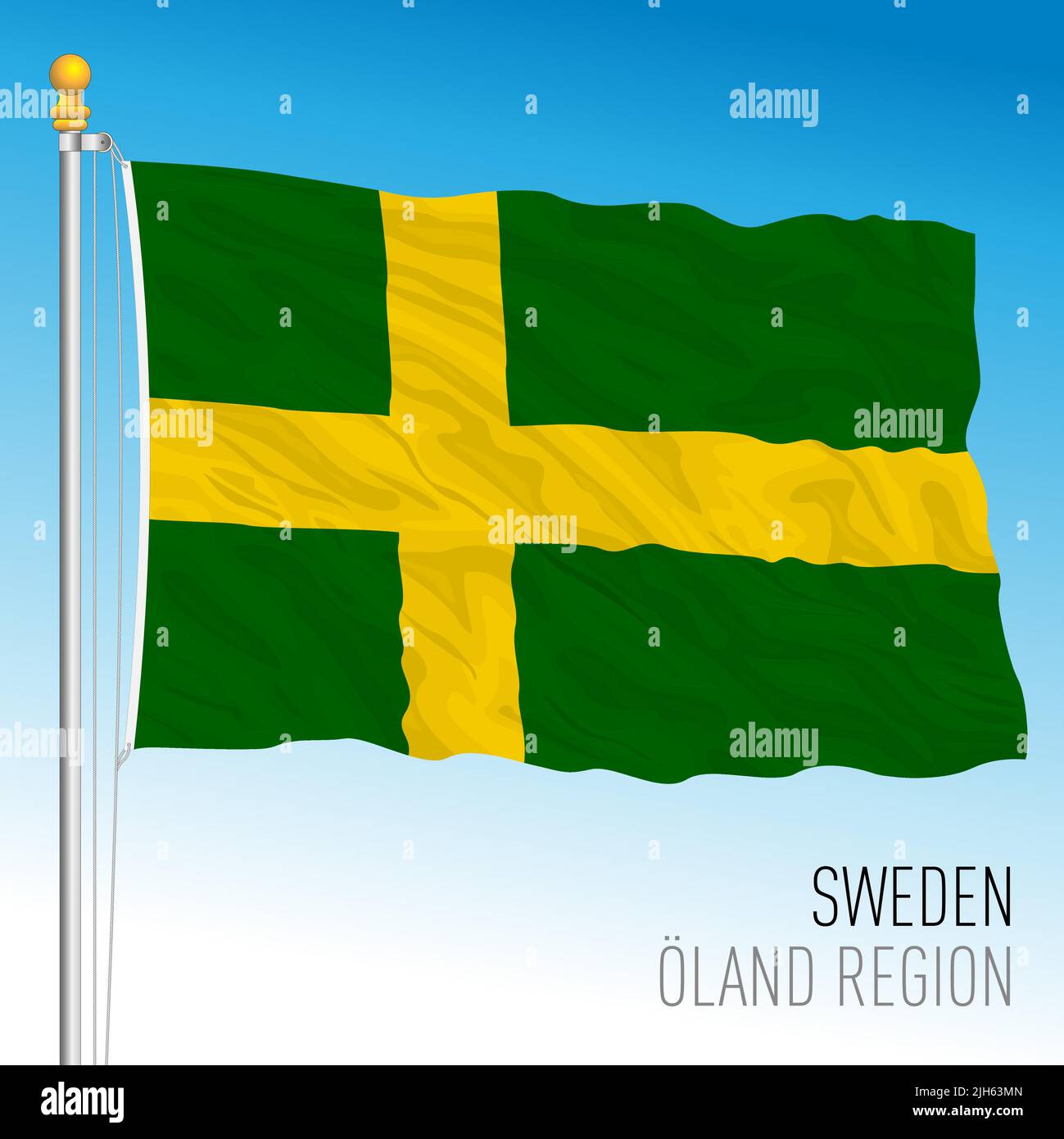 Oland regional flag, Kingdom of Sweden, vector illustration Stock Vector