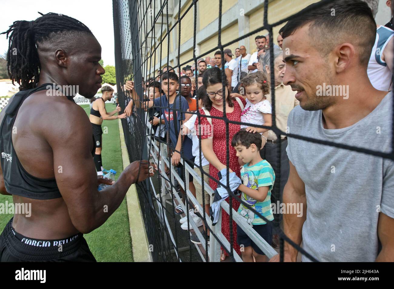 Porto, Portugal. 15th July, 2022. Porto, 07/15/2022 - Training of Boavista  Futebol Clube, open to fans, in the secondary field of EstÃdio do Bessa  Século XXI, in Porto. Gaius Makouta; Chidozie. (