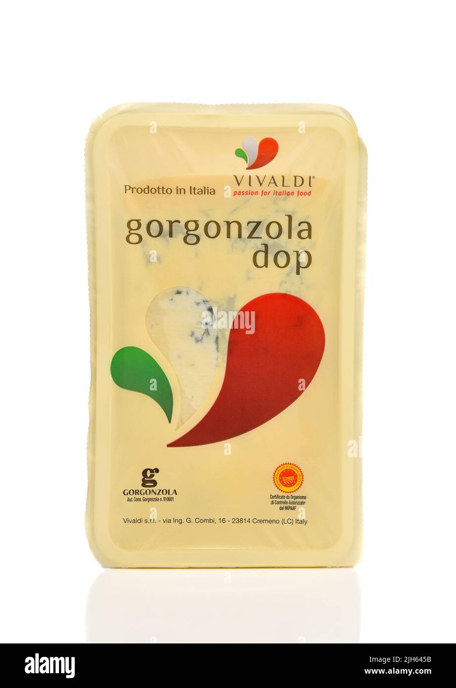 IRVINE, CALIFORNIA - 15 JUL 2022: A package of Vivaldi Gorgonzola Cheese. Stock Photo