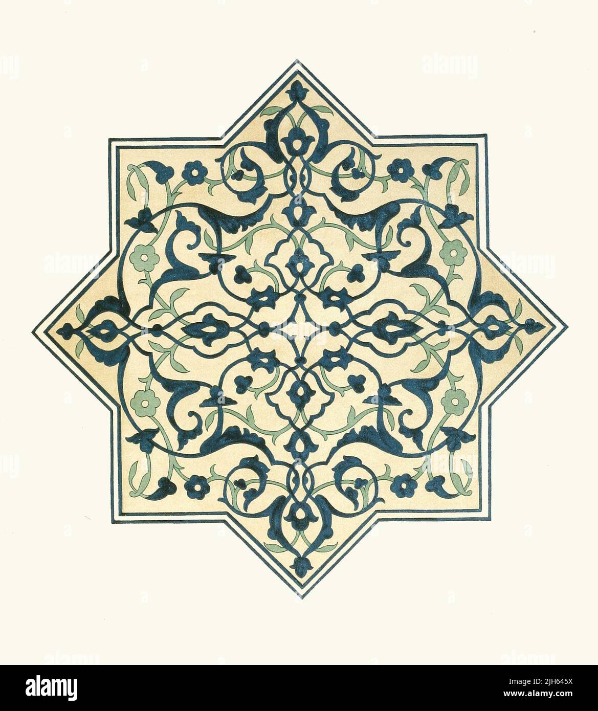 Ornamental Tile from The Afghan Boundary Commission, 1884, Plate #3 Stock Photo