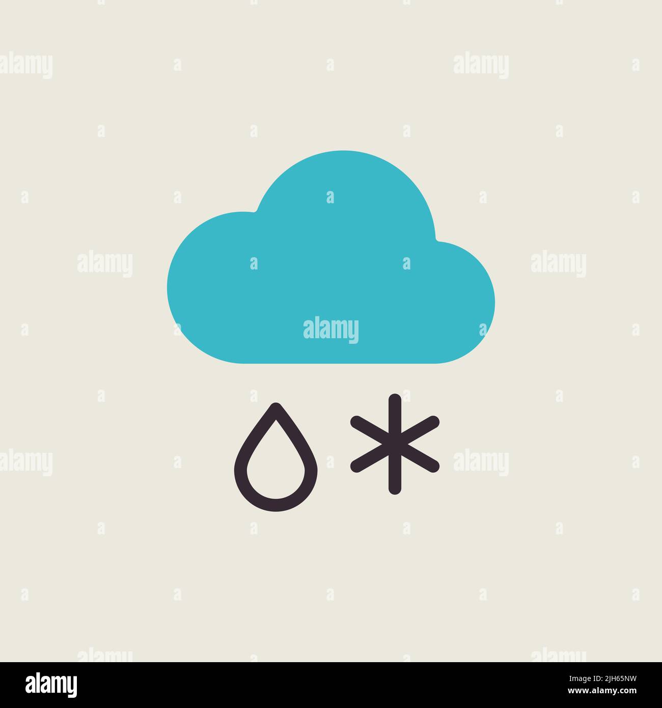 Cloud with snow and rain vector icon. Meteorology sign. Graph symbol ...