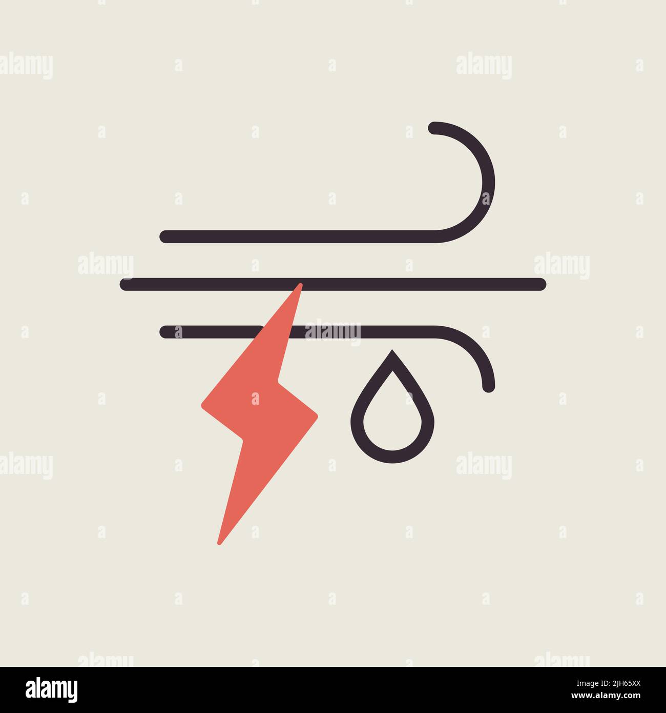 Wind rain lightning vector icon. Meteorology sign. Graph symbol for ...