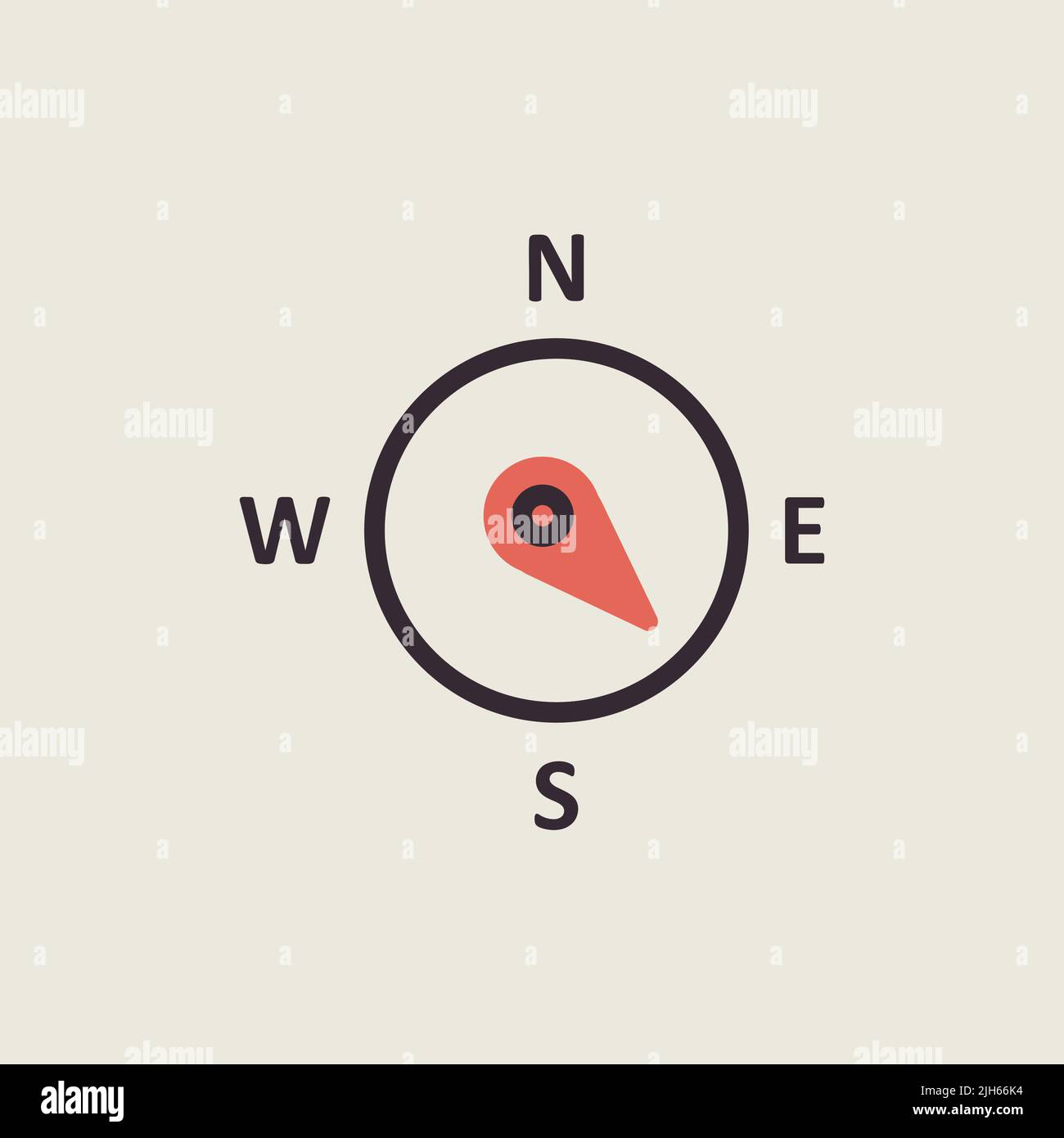 Compass wind rose vector icon. Direction southeast. Meteorology sign. Graph symbol for travel