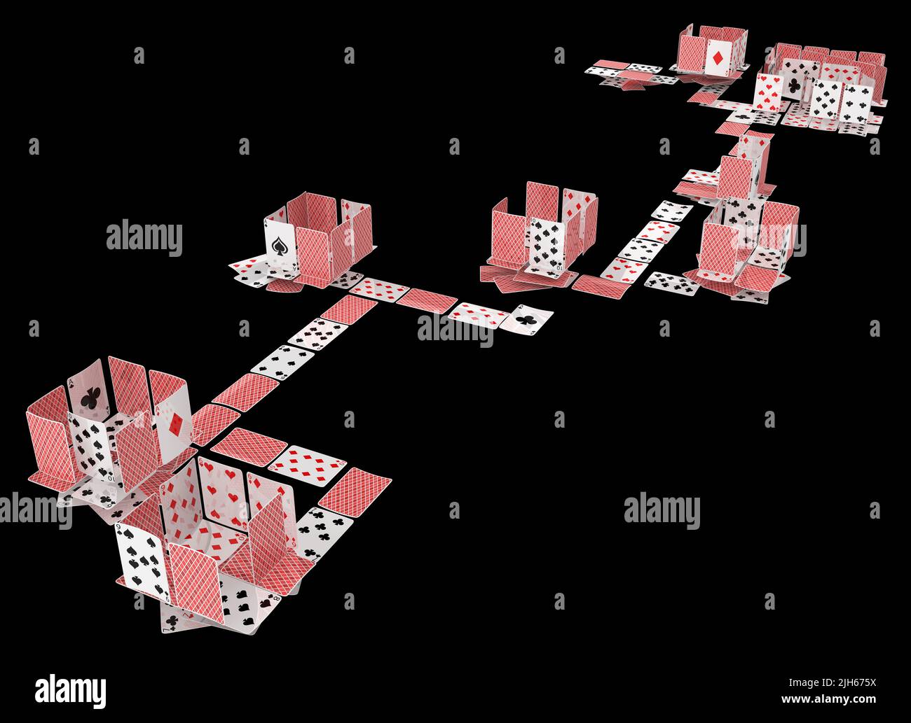 Cards house game gambling abstract utility, 3d illustration, horizontal ...