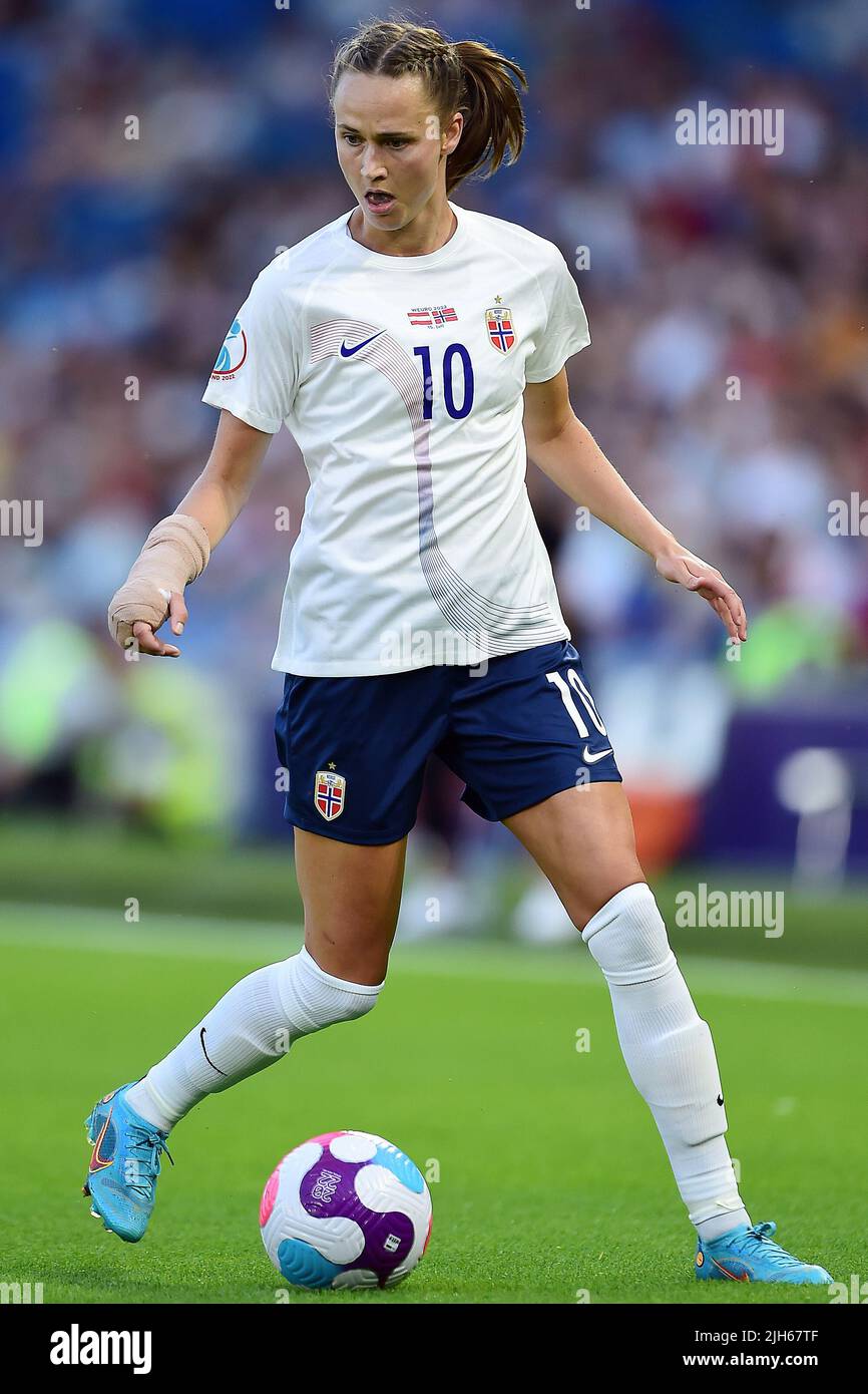 Brighton, UK. 15th July, 2022. Caroline Graham Hansen of Norway Women in action during the game. UEFA Women's Euro England 2022, group A match, Austria women v Norway women at the Falmer Stadium in Brighton & Hove in Sussex on Friday 15th July 2022. this image may only be used for Editorial purposes. Editorial use only, license required for commercial use. No use in betting, games or a single club/league/player publications. pic by Steffan Bowen/Andrew Orchard sports photography/Alamy Live news Credit: Andrew Orchard sports photography/Alamy Live News Credit: Andrew Orchard sports photography/ Stock Photo