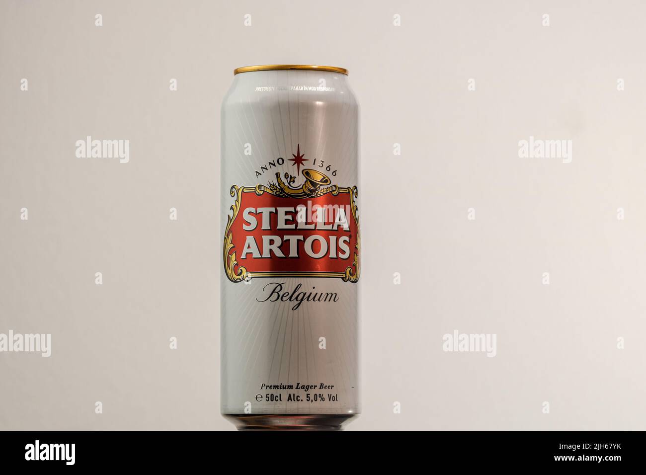 Great Belgium beer Stella Artois. Belgium Premium Lager beer can