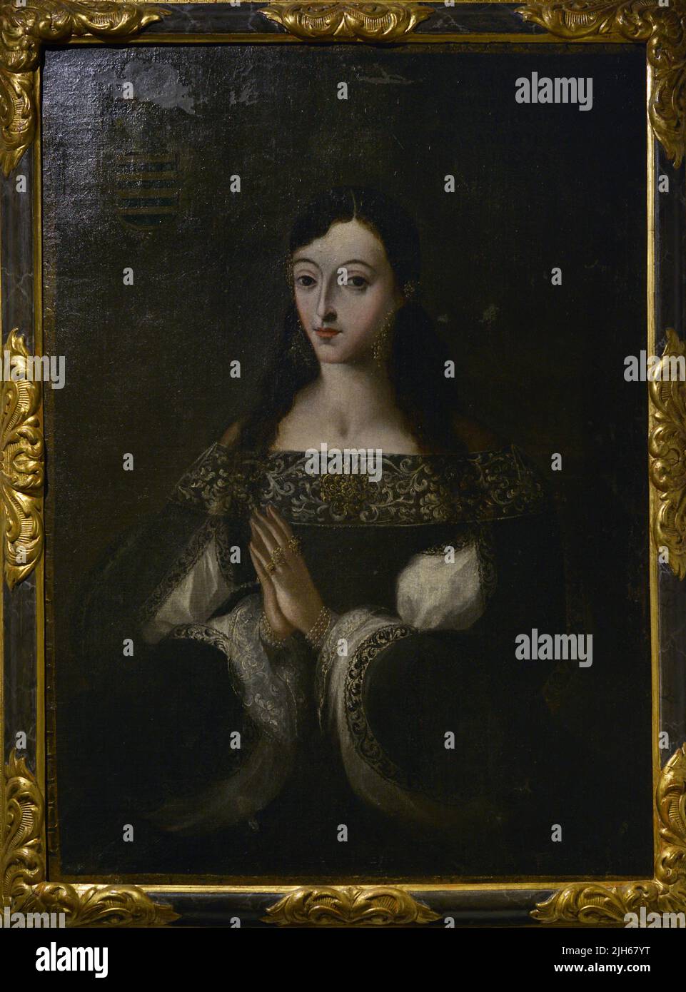Pedro Ruíz González (1640-1706). Spanish painter. Portrait of Doña Isabel, wife of captain Barrios. Oil on canvas (79,5 x 108 cm), ca. 1682. El Greco Museum. Toledo, Spain. Stock Photo