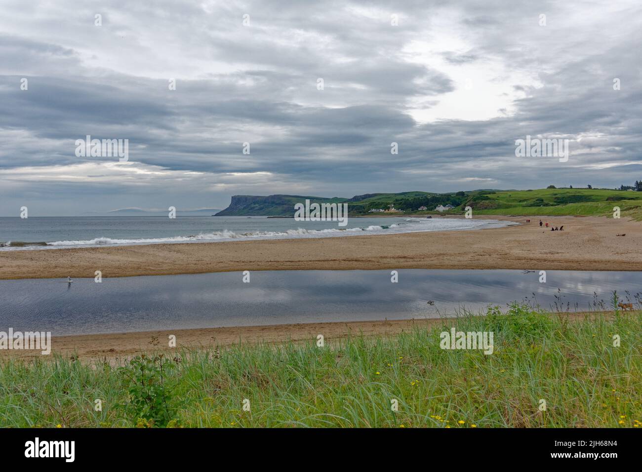 View of Fairhead from the beach at Ballycastle in County Antrim, Northern Ireland Stock Photo