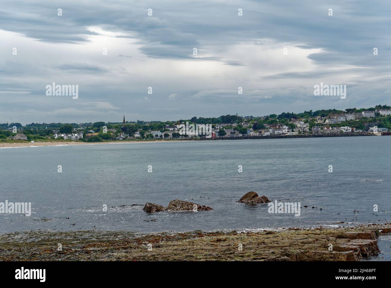 View of Ballycastle from the beach, County Antrim in Northern Ireland Stock Photo