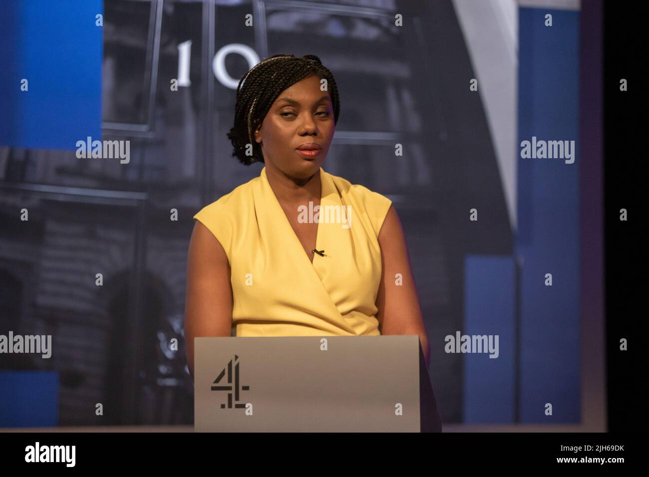 London, England, UK. 15th July, 2022. Conservative Party Leadership  candidate KEMI BADENOCH is seen in the BT Studios ahead of first TV debate  in Conservative Party leadership race. (Credit Image: © Tayfun