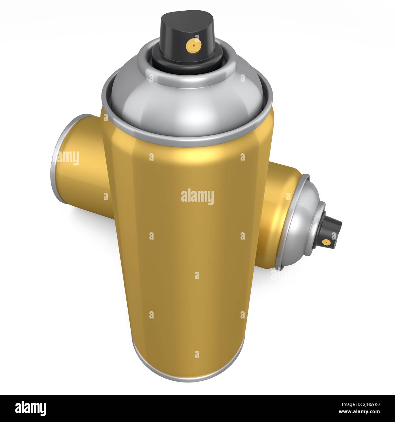 Cans of spray paint isolated on white background. Spray bottle and