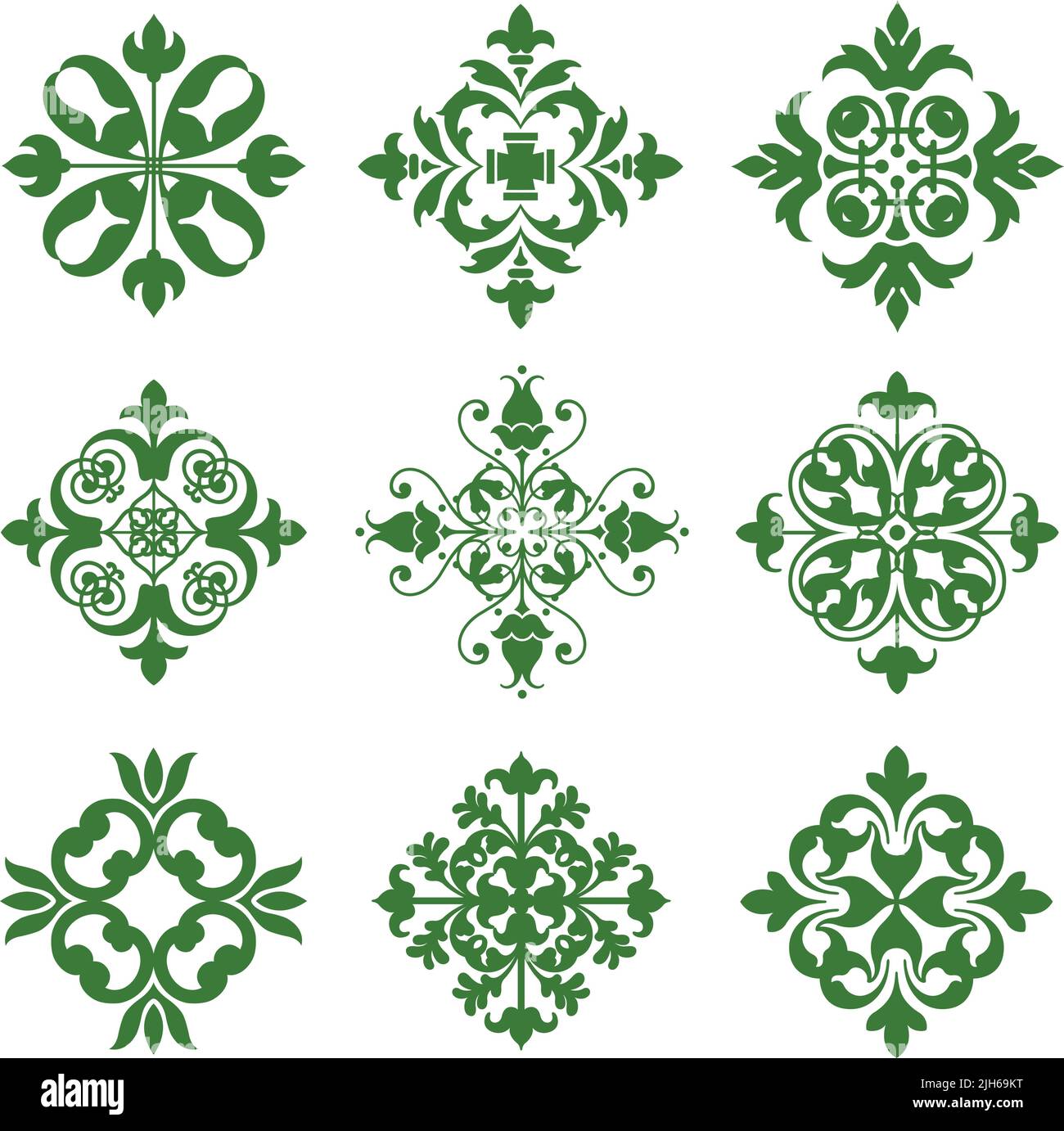 A vintage retro vector set of icons made up of clover shapes. Stock Vector