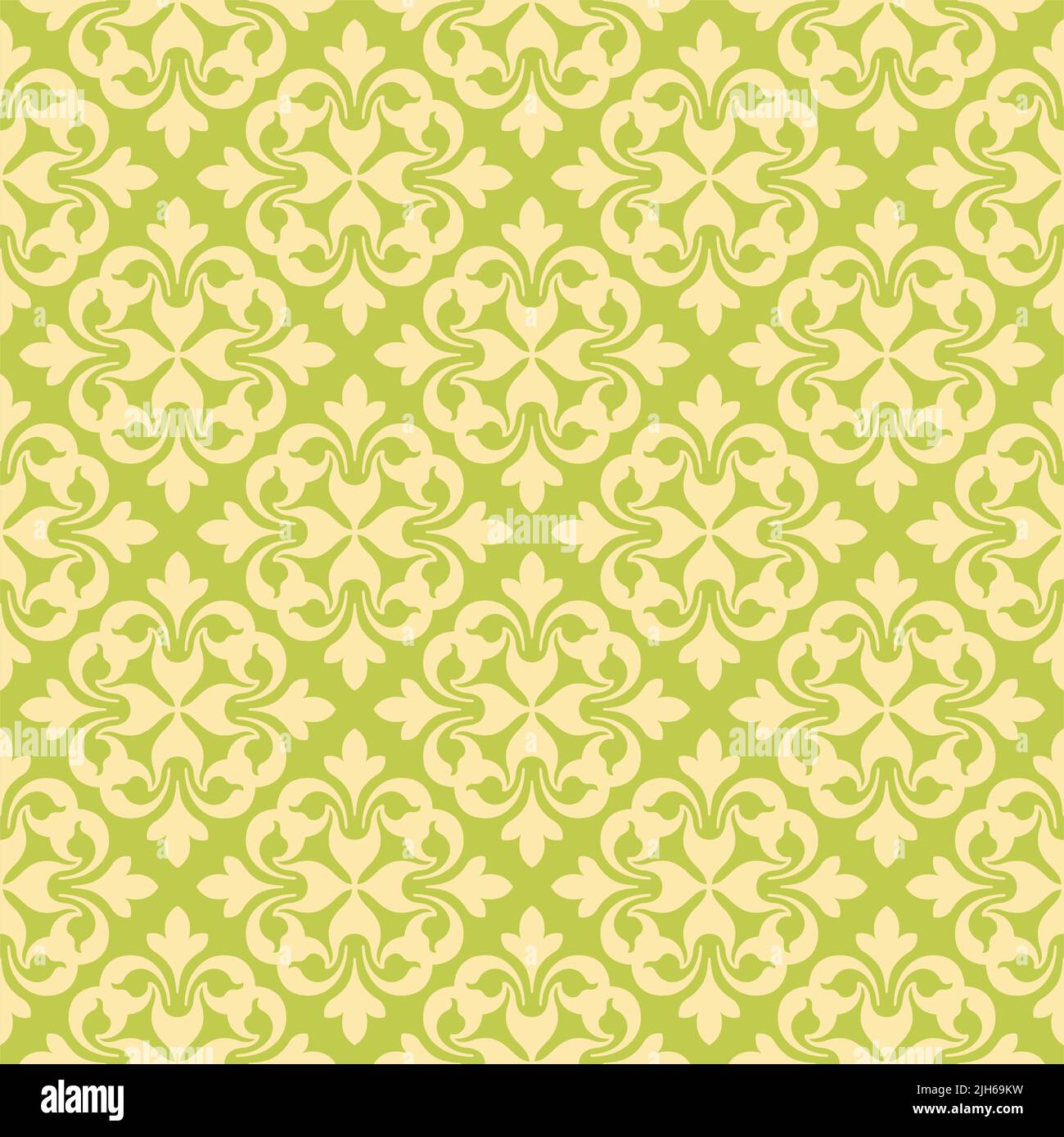 A vintage retro vector repeating pattern made up of clover icons creating a damask pattern. Stock Vector