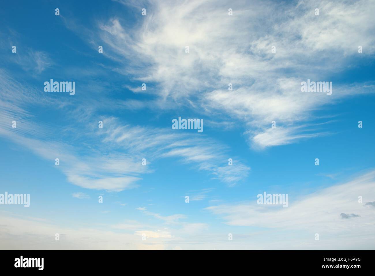 Blue sky with beautiful white clouds. Stock Photo