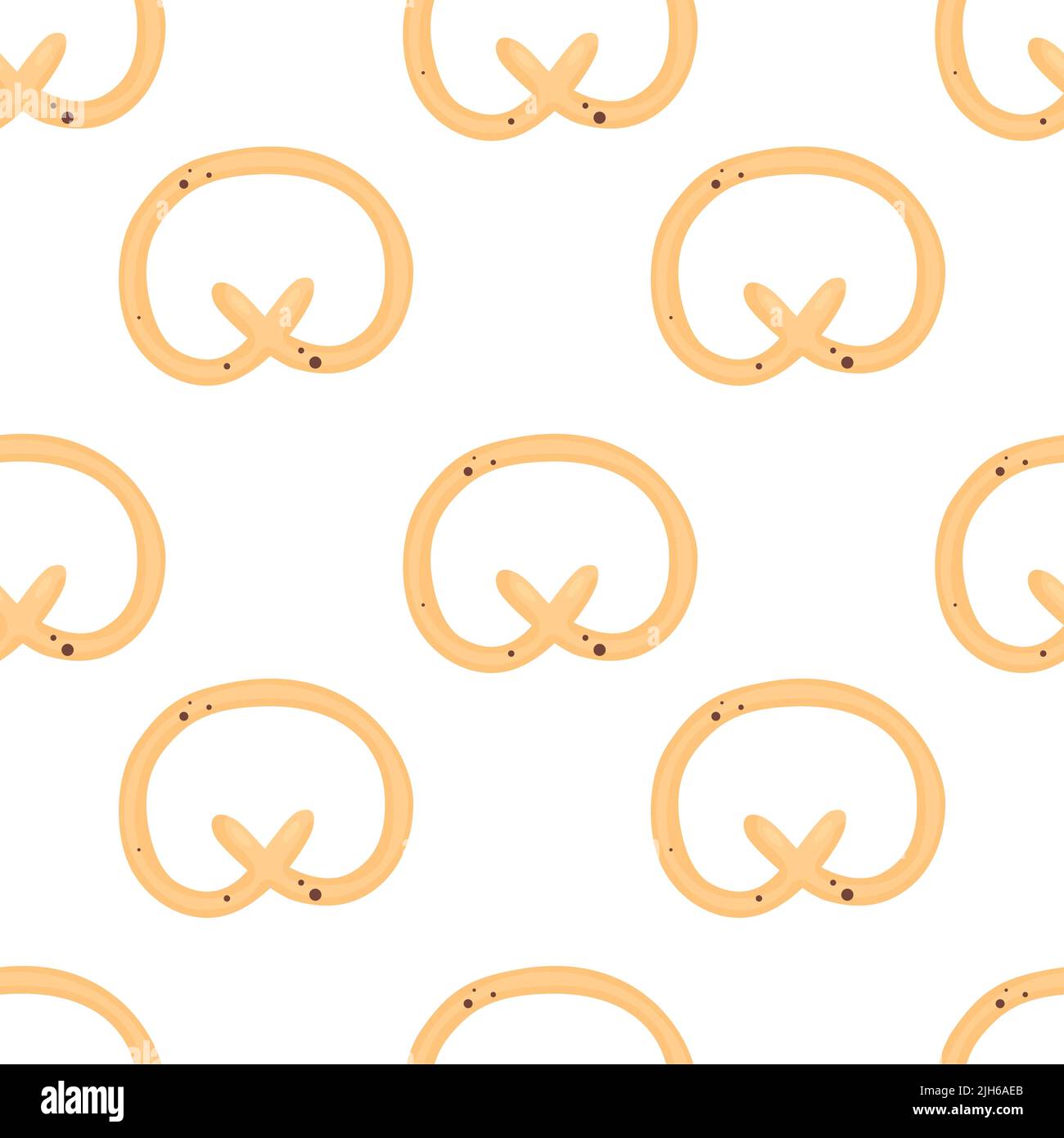Cartoon pretzel seamless pattern on white background Stock Vector