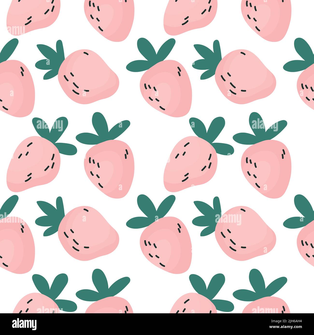 Cartoon strawberries seamless pattern on white background Stock Vector