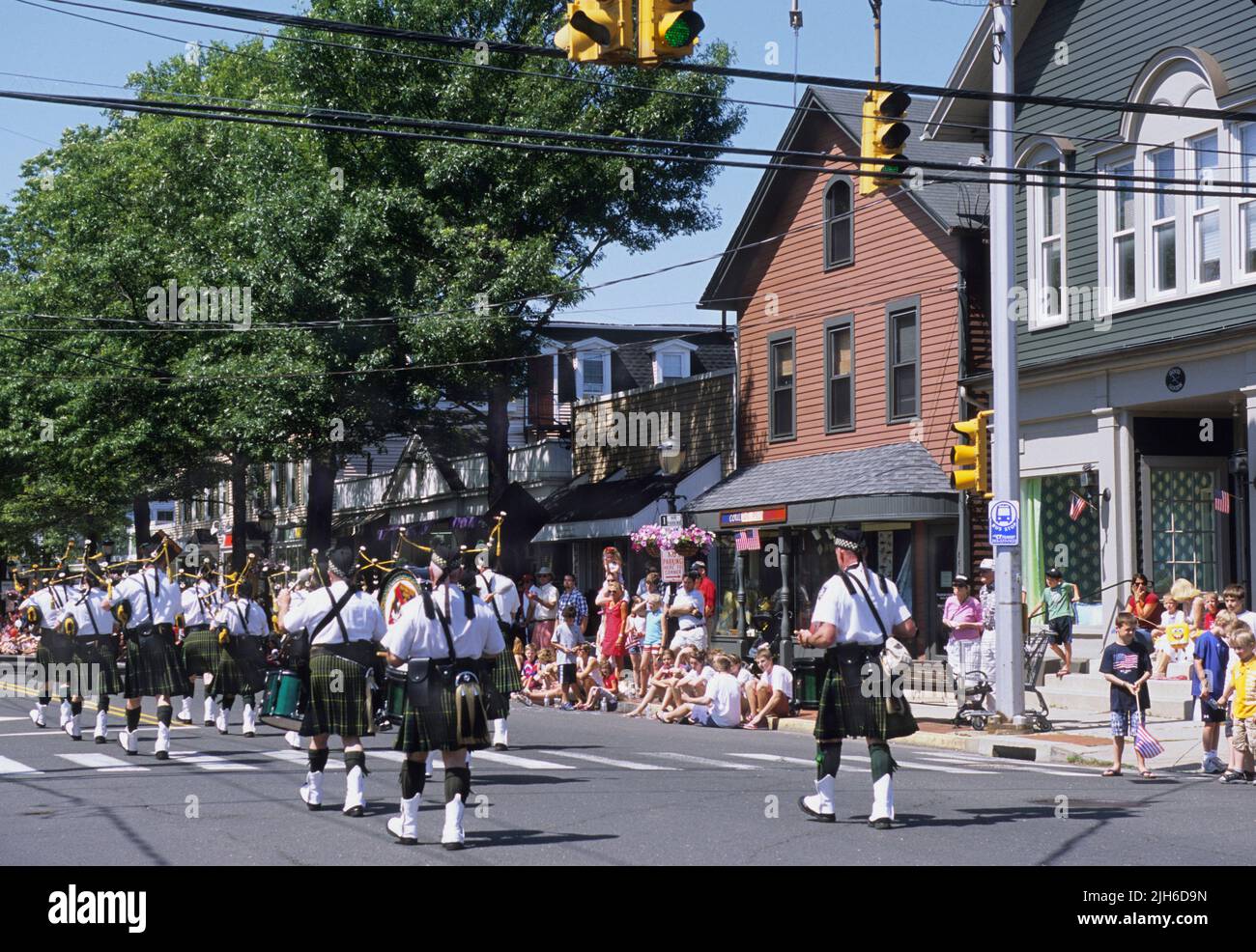 Small town USA Memorial Day Parade. Darien Connecticut. Stock Photo