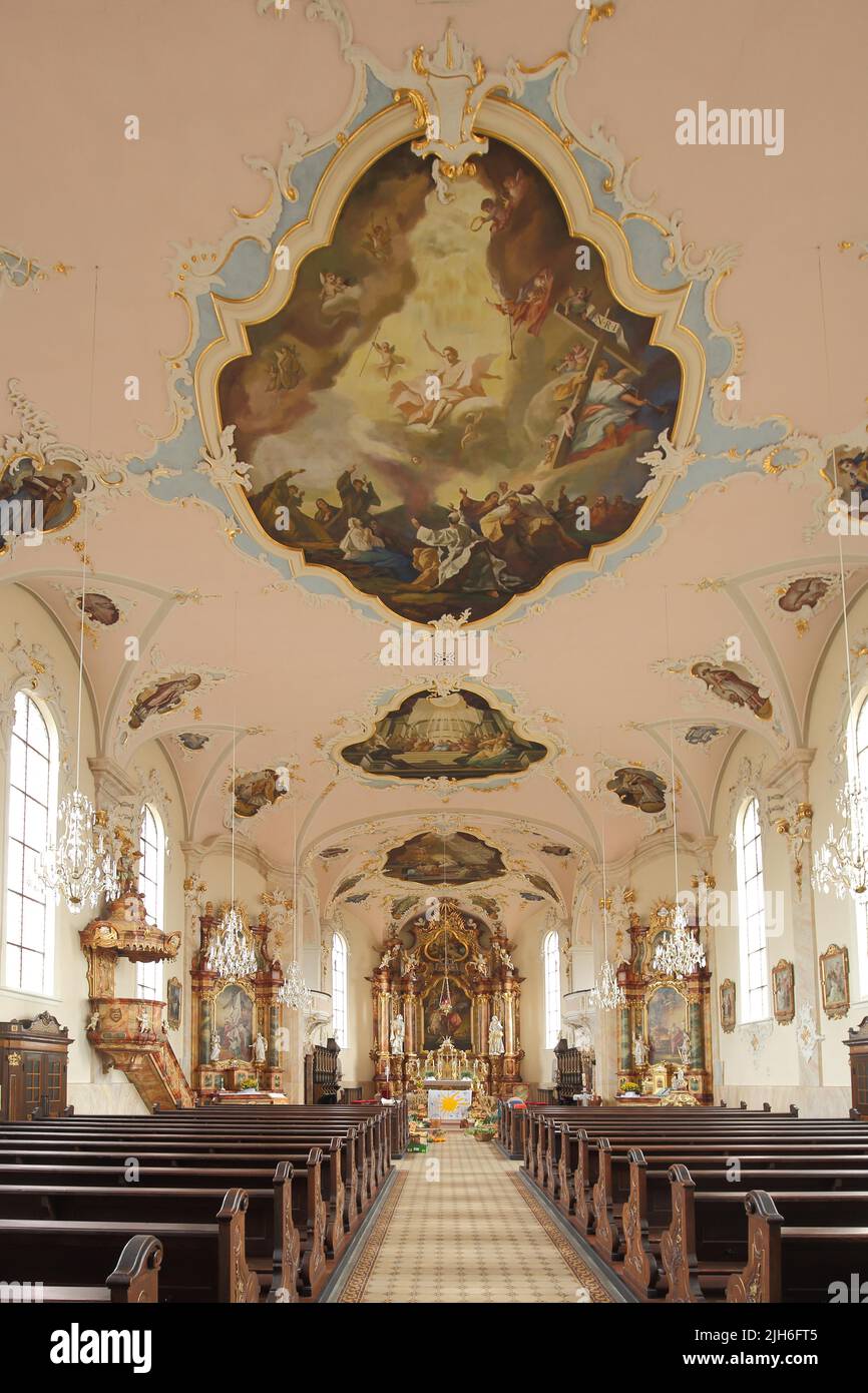 Interior view of the baroque St. Martin Church in Riegel, Kaiserstuhl