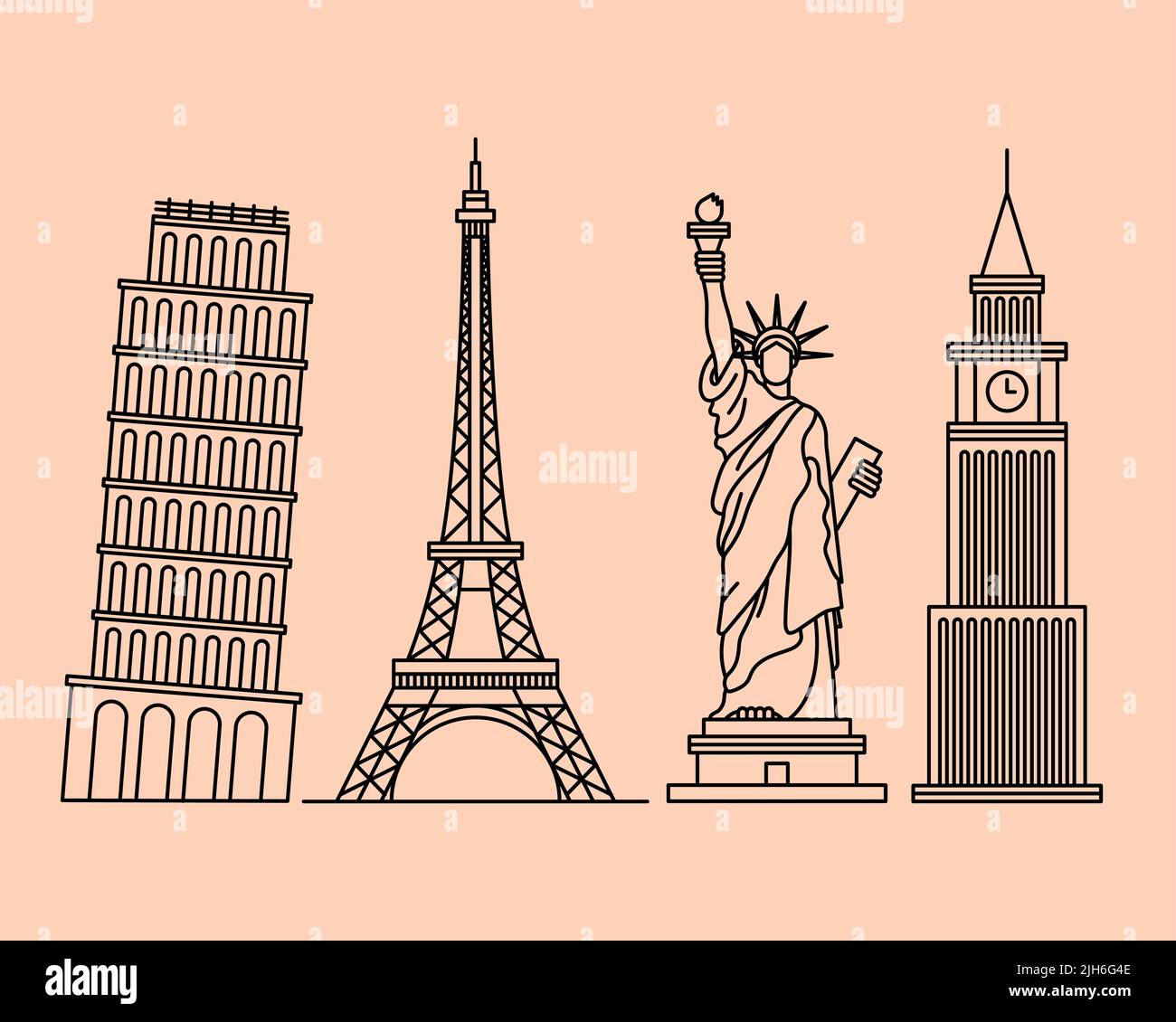 tourism landmarks set four icons Stock Vector Image & Art - Alamy