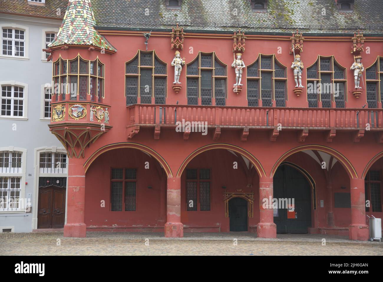 Historic department stores' built 14th century with oriel and figures