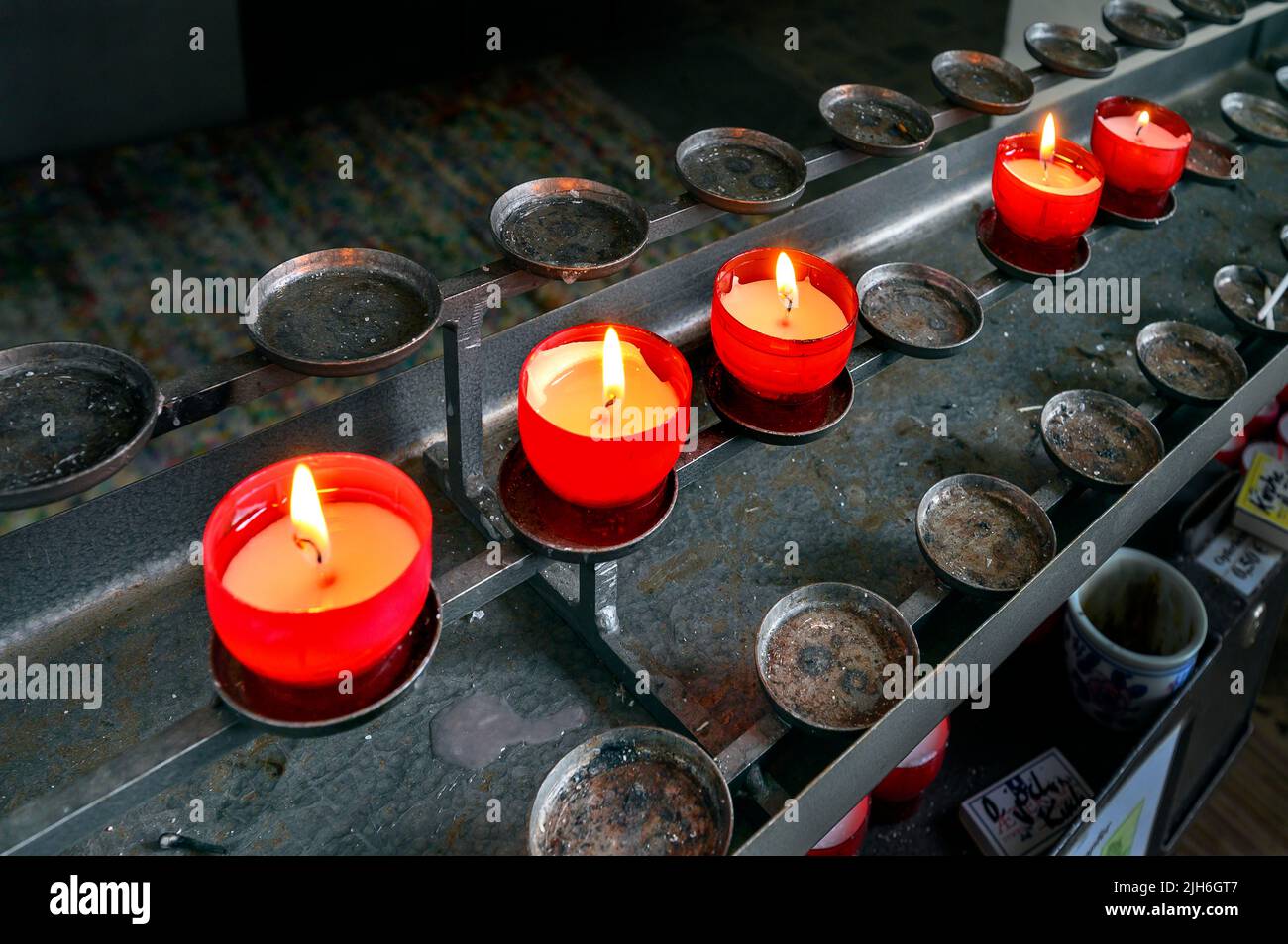Sacrificial candles, Heiliggeistkirche, Oberjoch, Allgaeu, Bavaria