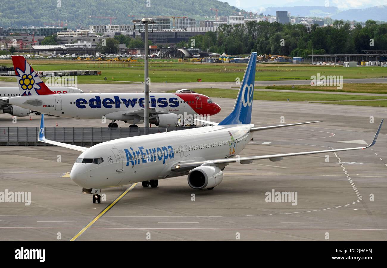 Aircraft Air Europa, Boeing 737-800, EC-LYR, Zurich Kloten, Switzerland Stock Photo