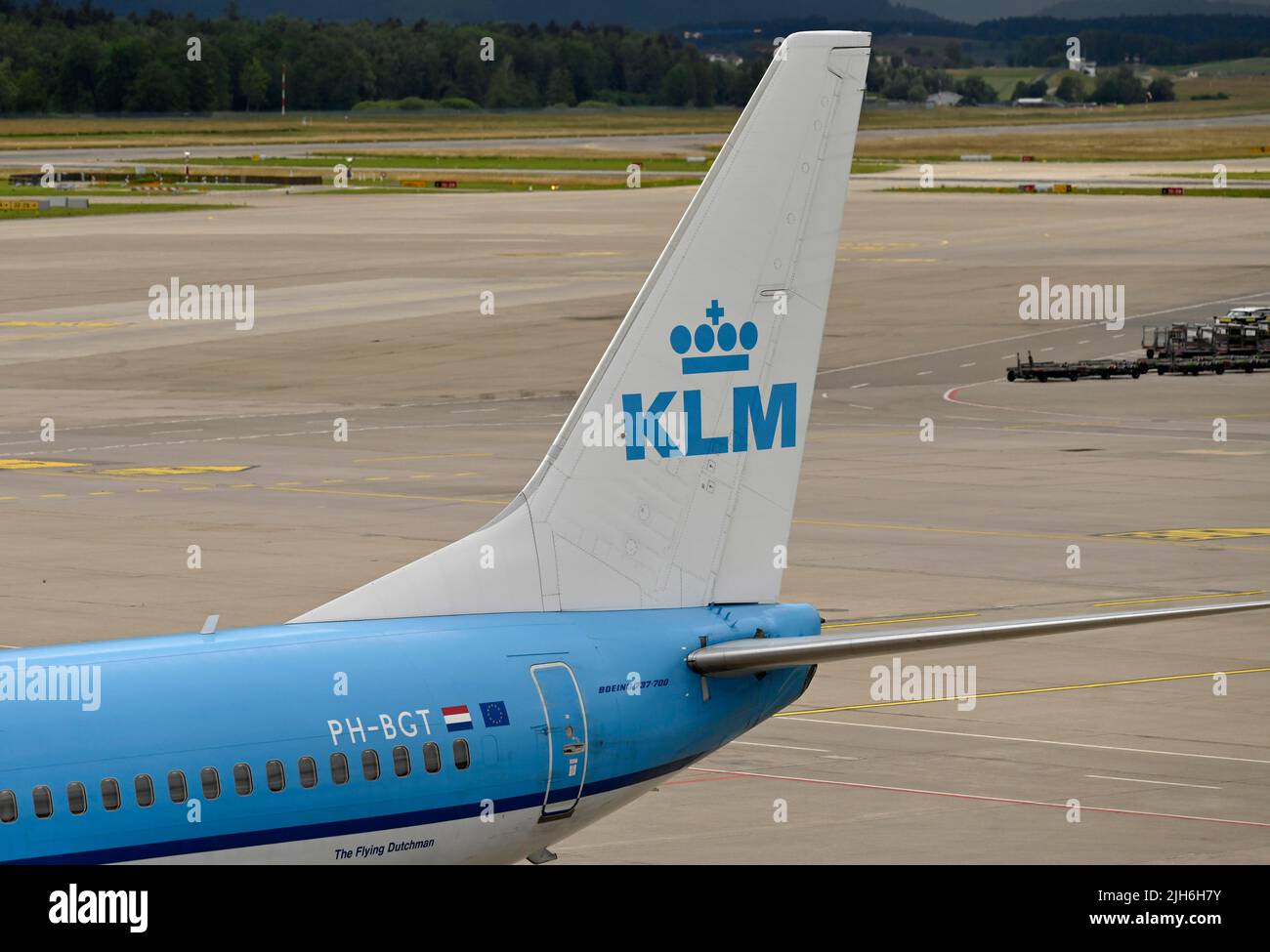 Tail fin aircraft KLM Royal Dutch Airlines, Boeing 737-700, PH-BGT Stock Photo