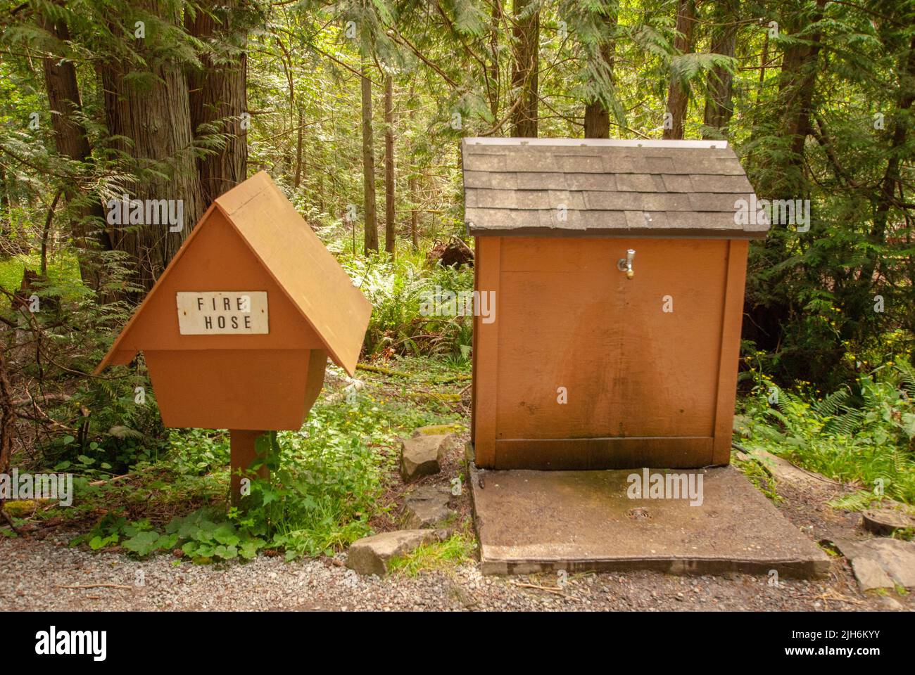 Clean up area at Prior Centennial Campground, North Pender Island, British Columbia, Canada Stock Photo