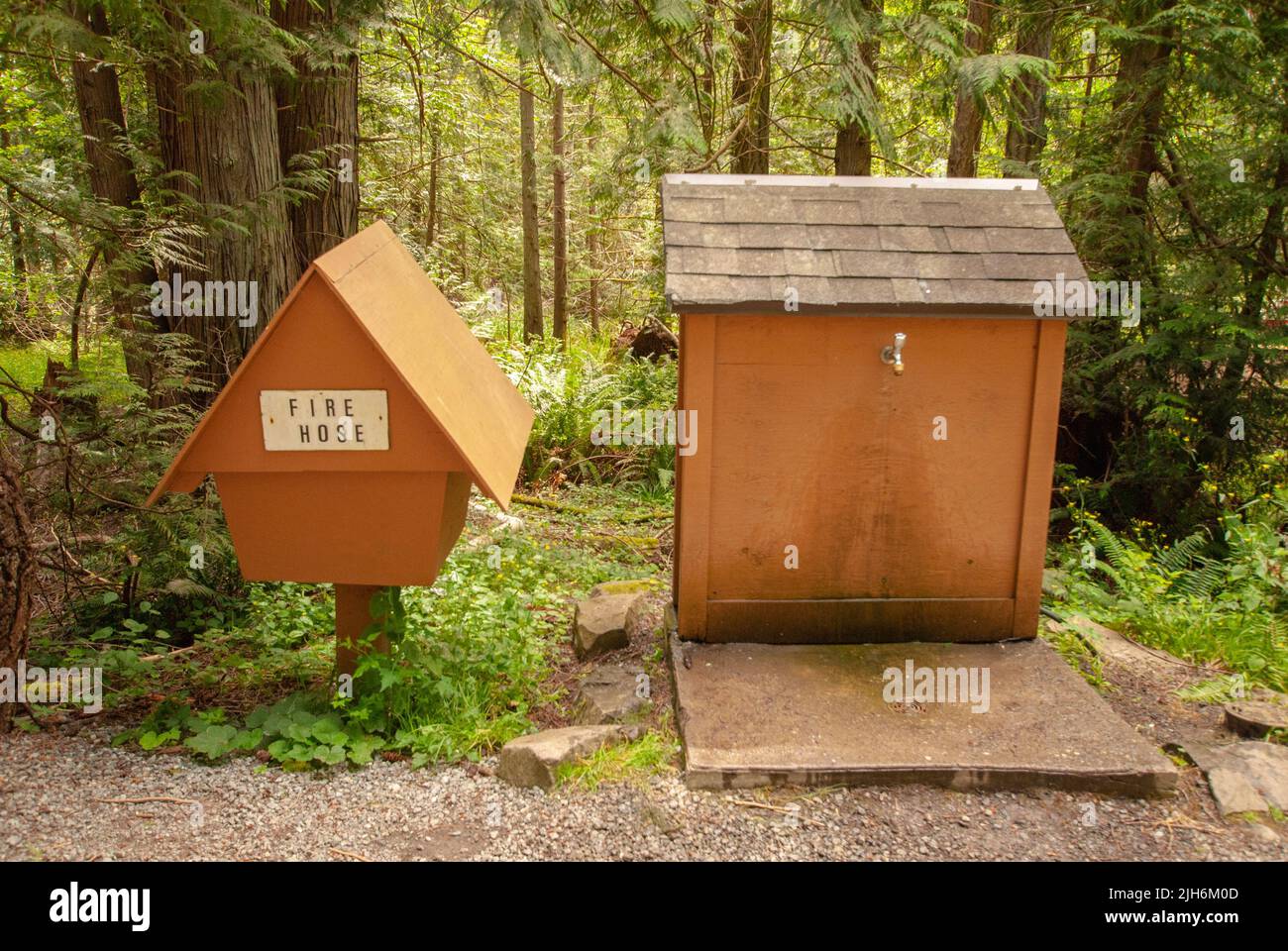 Clean up area at Prior Centennial Campground, North Pender Island, British Columbia, Canada Stock Photo