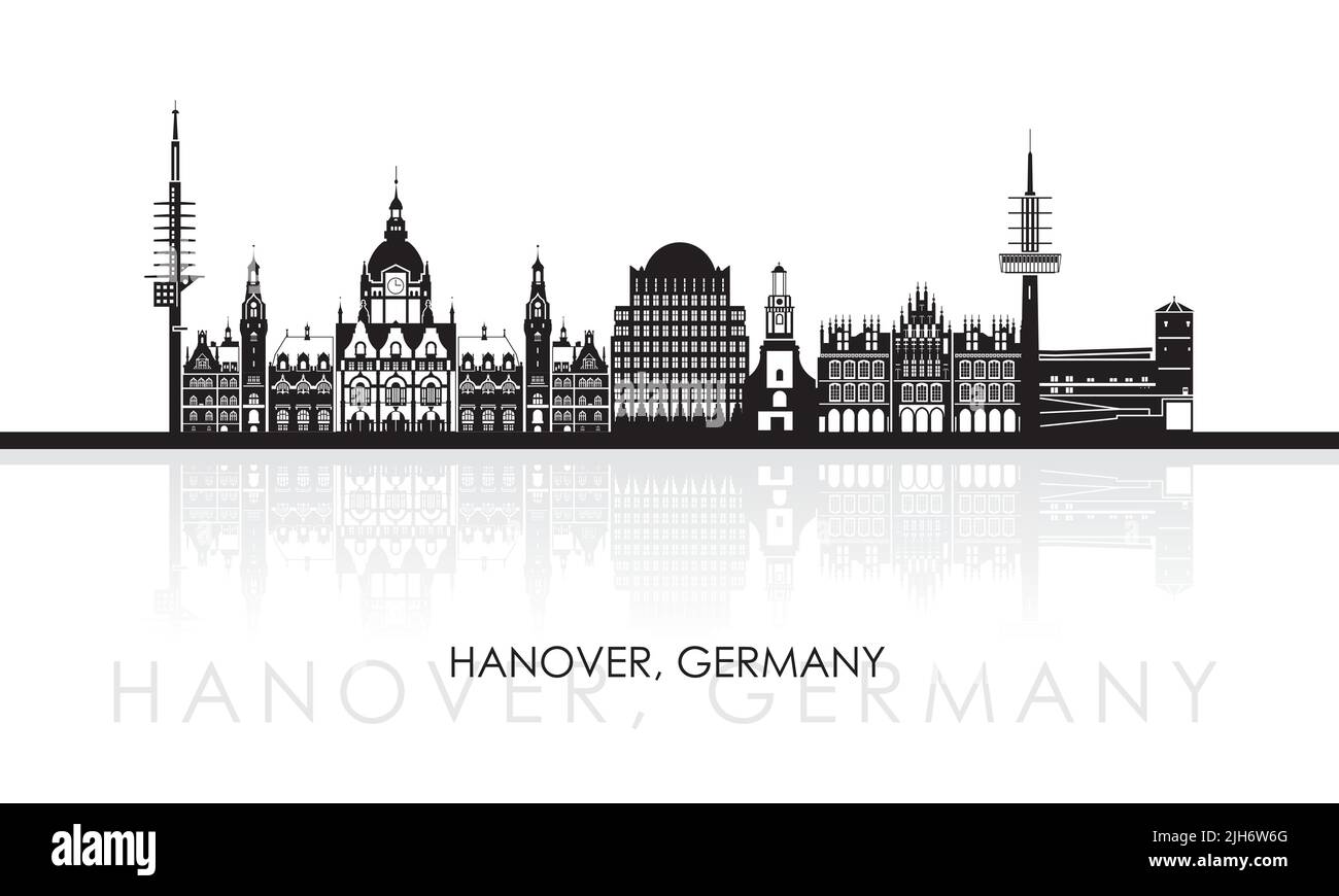 Silhouette Skyline panorama of city of Hanover, Germany - vector illustration Stock Vector