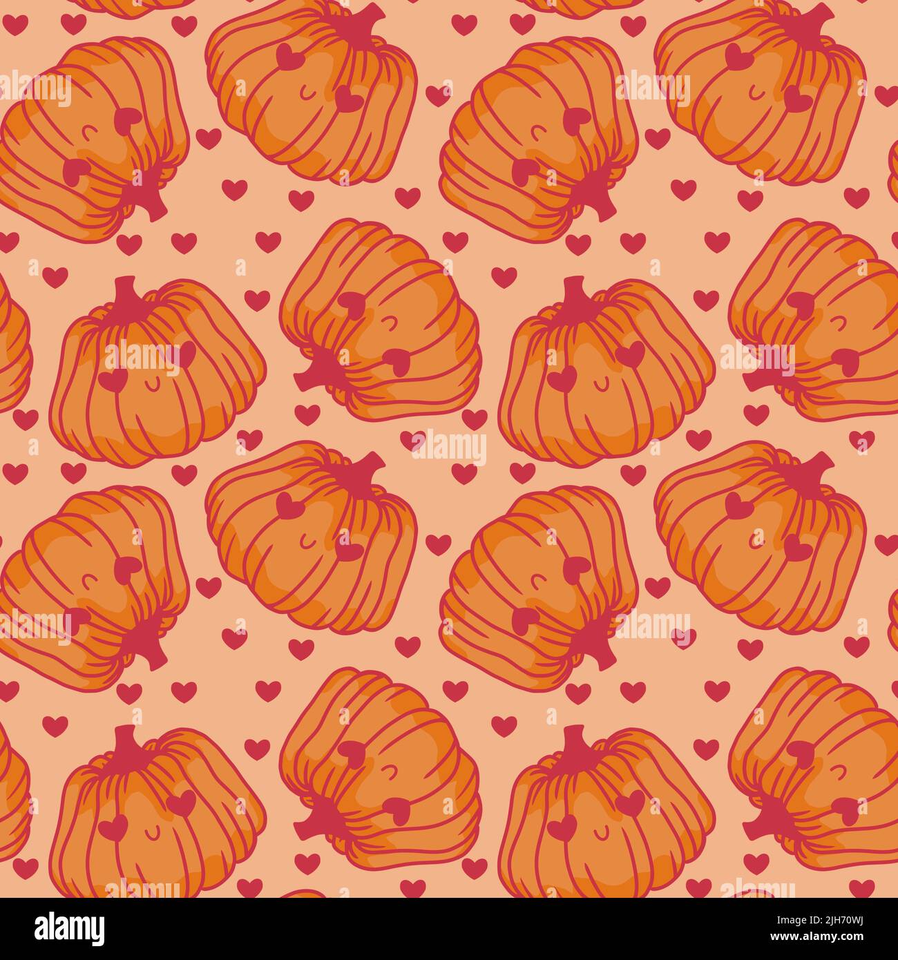 Cute cartoon Halloween seamless kawaii pumpkins pattern for kids and ...