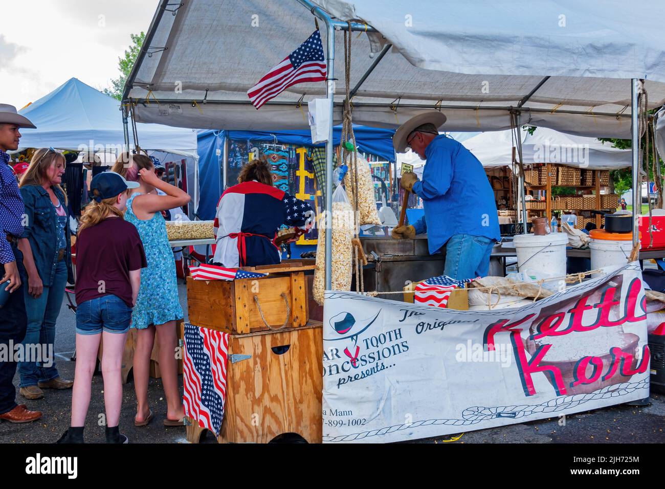 Wyoming, JUL 4 2022 - Street vendors for the Stampede Parade Stock Photo