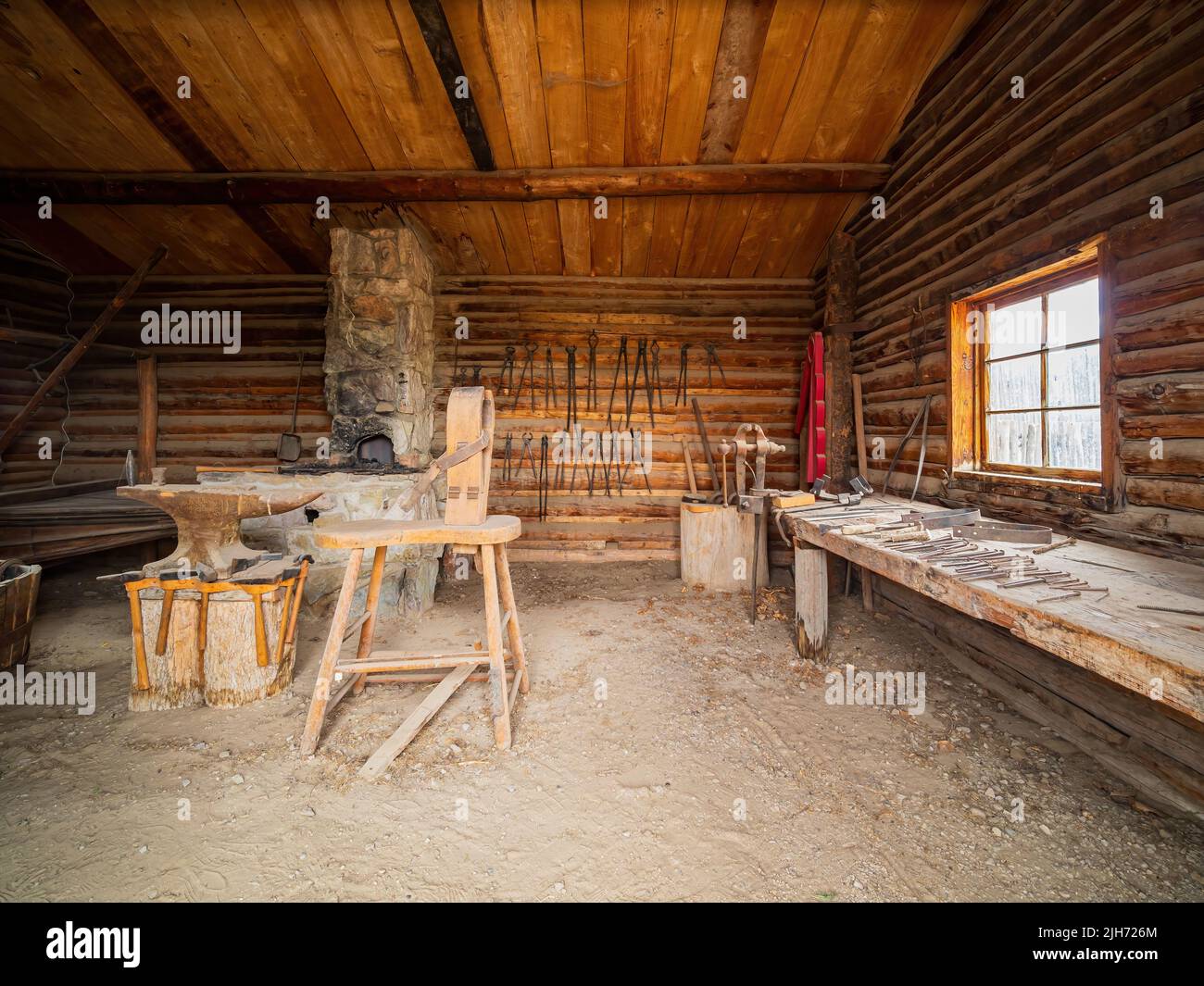 Wyoming, JUL 3 2022 - Interior view of the Fort Caspar Museum Stock Photo