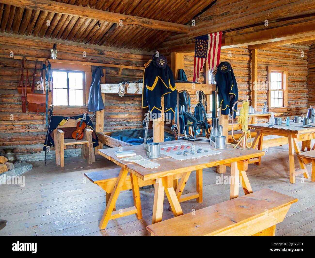 Wyoming, JUL 3 2022 - Interior view of the Fort Caspar Museum Stock Photo