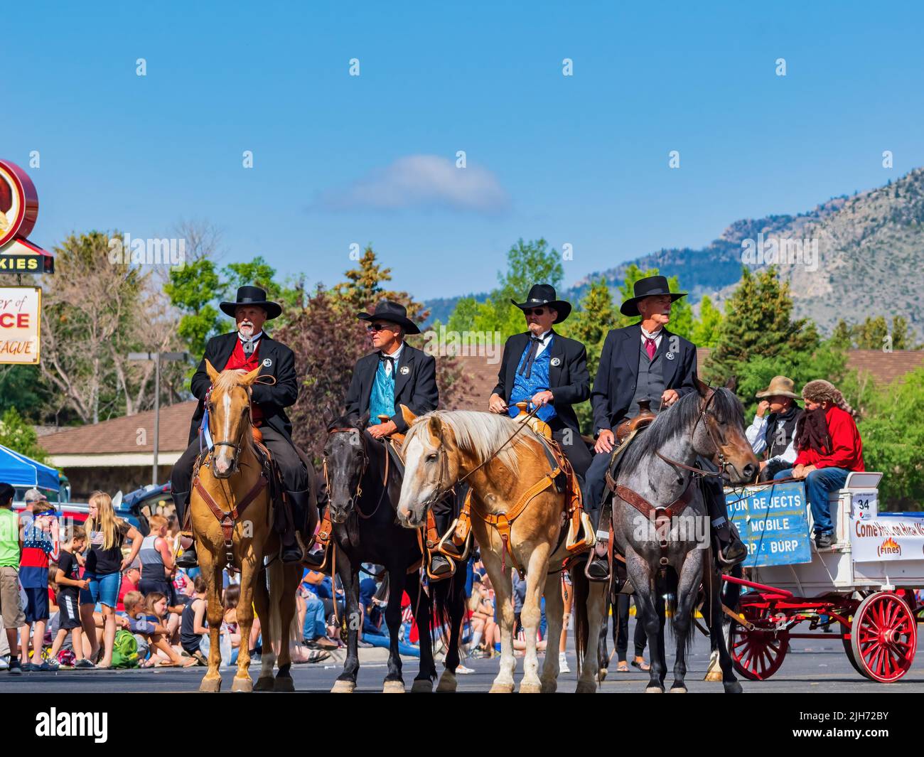 Wyoming, JUL 4 2022 Sunny view of the famous Cody Stampede Parade