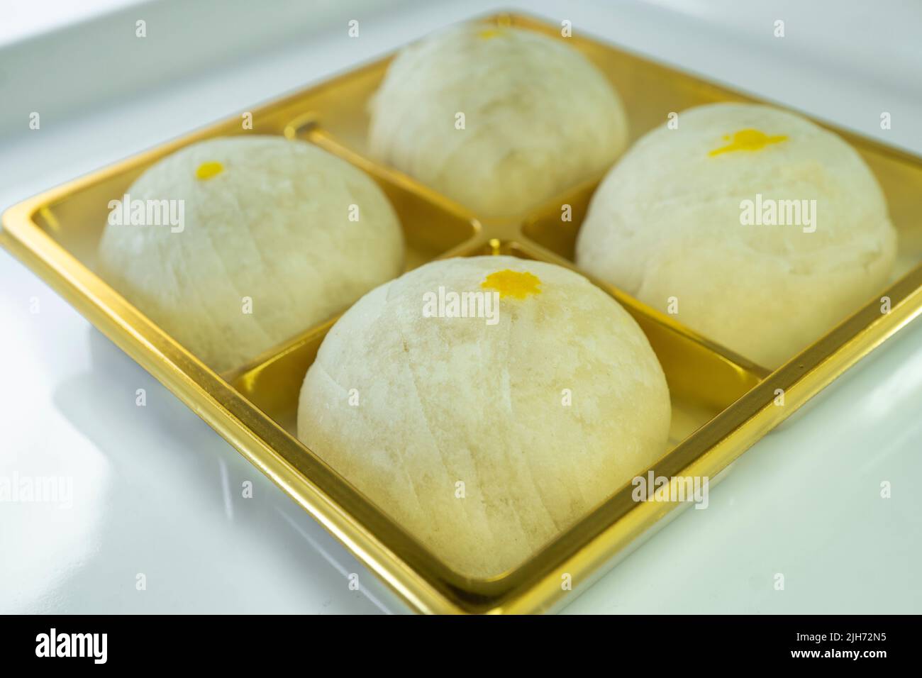 Traditional Chinese pastry, mooncake with salted egg yolk Stock Photo ...