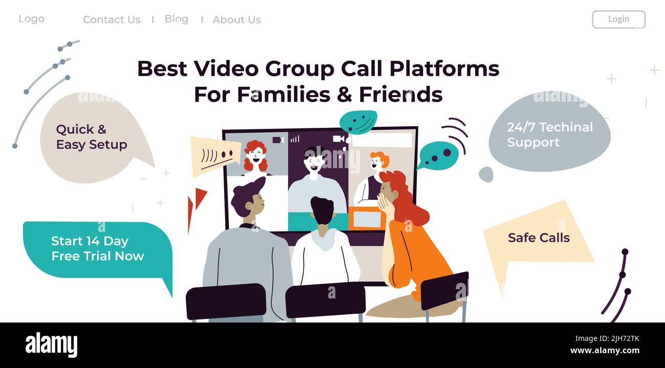 Best video group call platform for friends vector Stock Vector Image