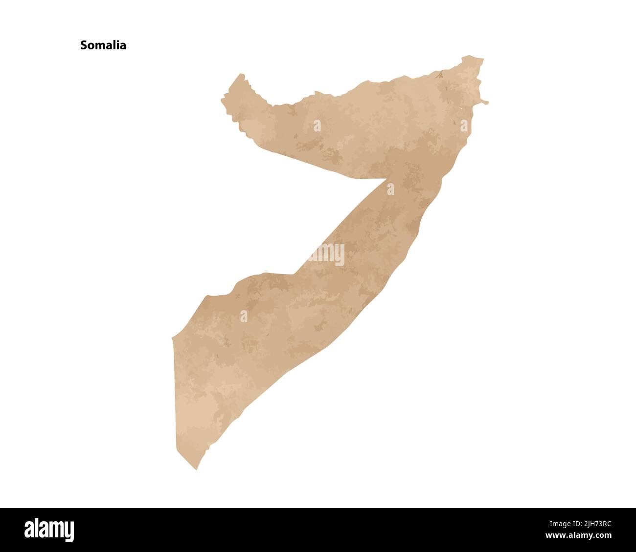 Old vintage paper textured map of Somalia Country - Vector illustration Stock Vector