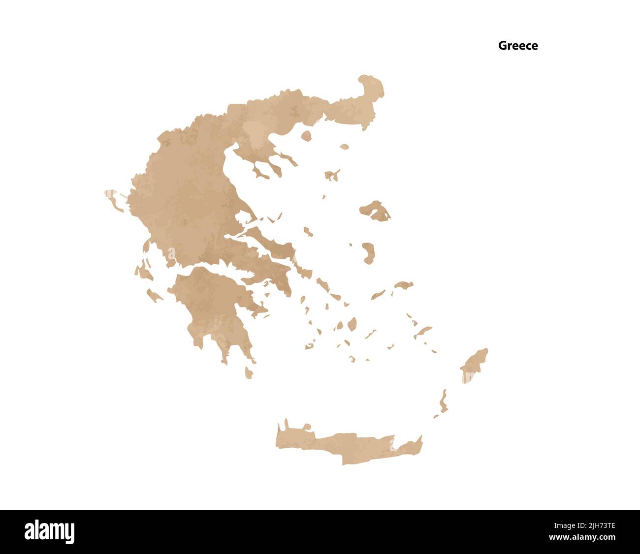 Old vintage paper textured map of Greece Country - Vector illustration Stock Vector