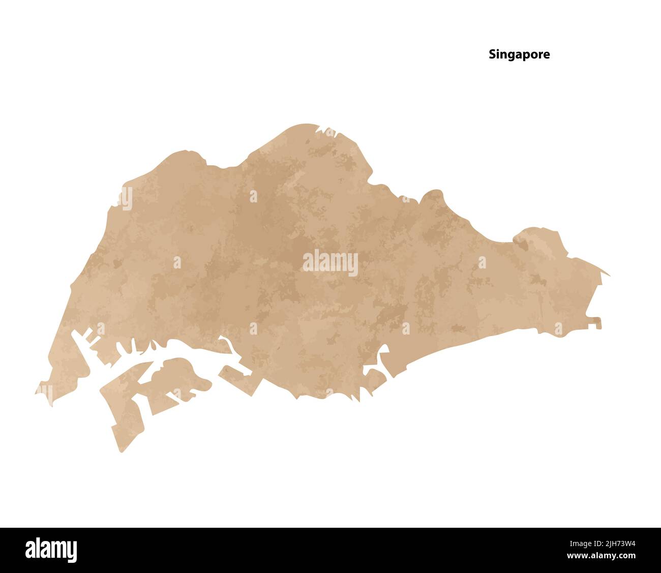 Old vintage paper textured map of Singapore Country - Vector illustration Stock Vector