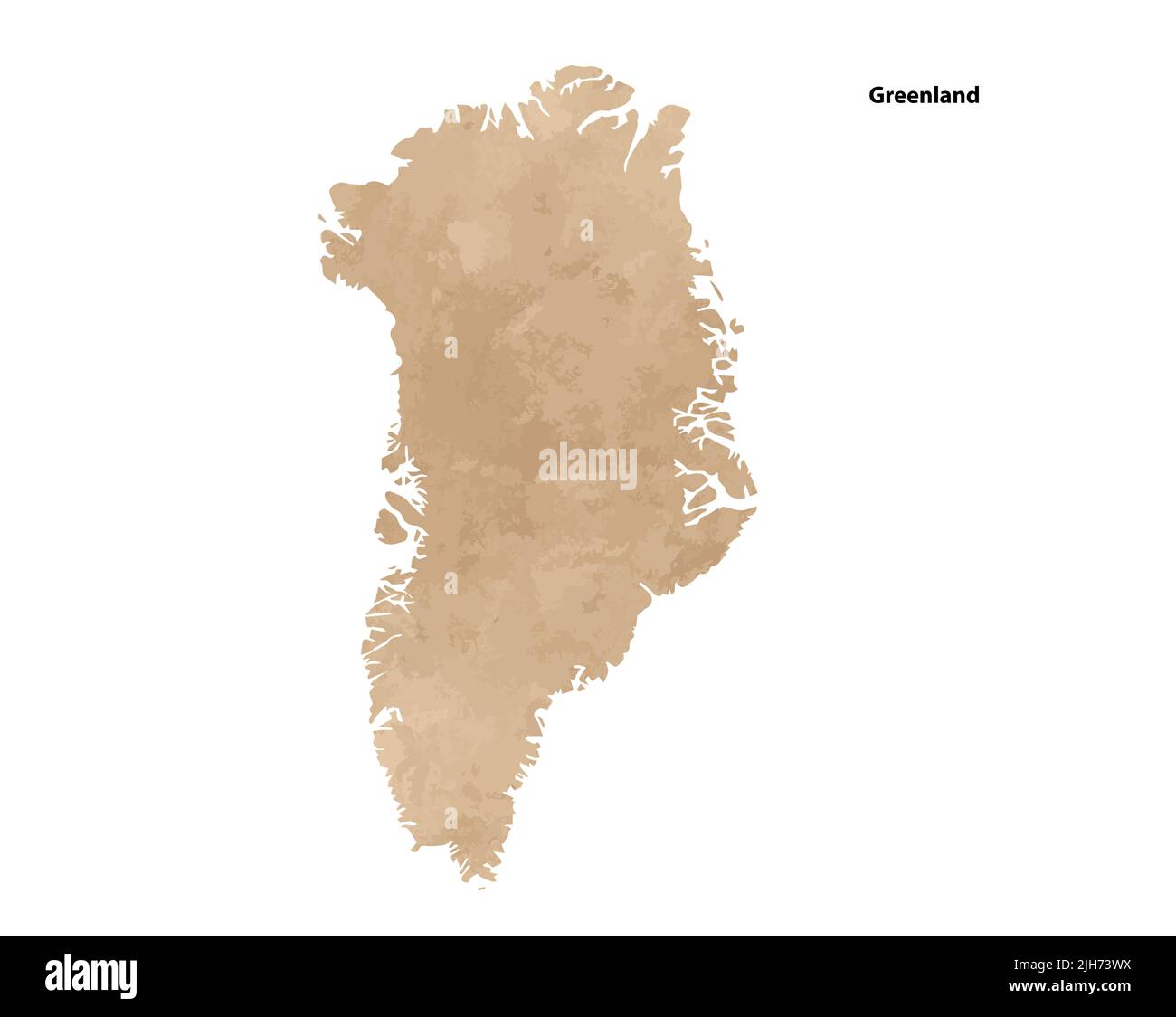 Old vintage paper textured map of Greenland Country - Vector illustration Stock Vector