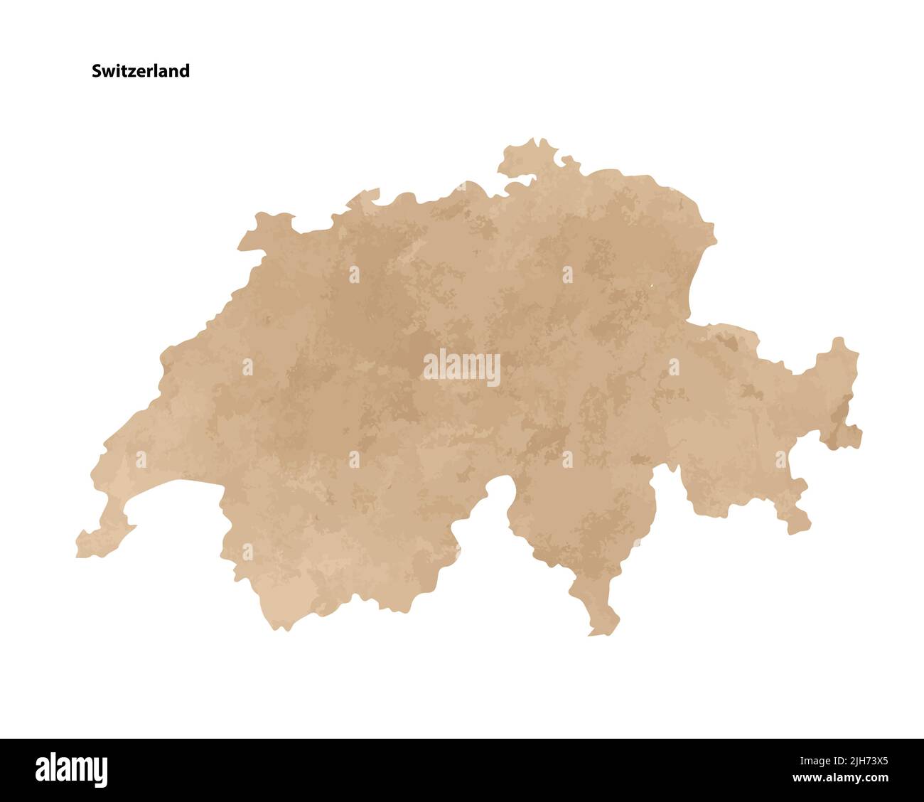 Old vintage paper textured map of Switzerland Country - Vector illustration Stock Vector