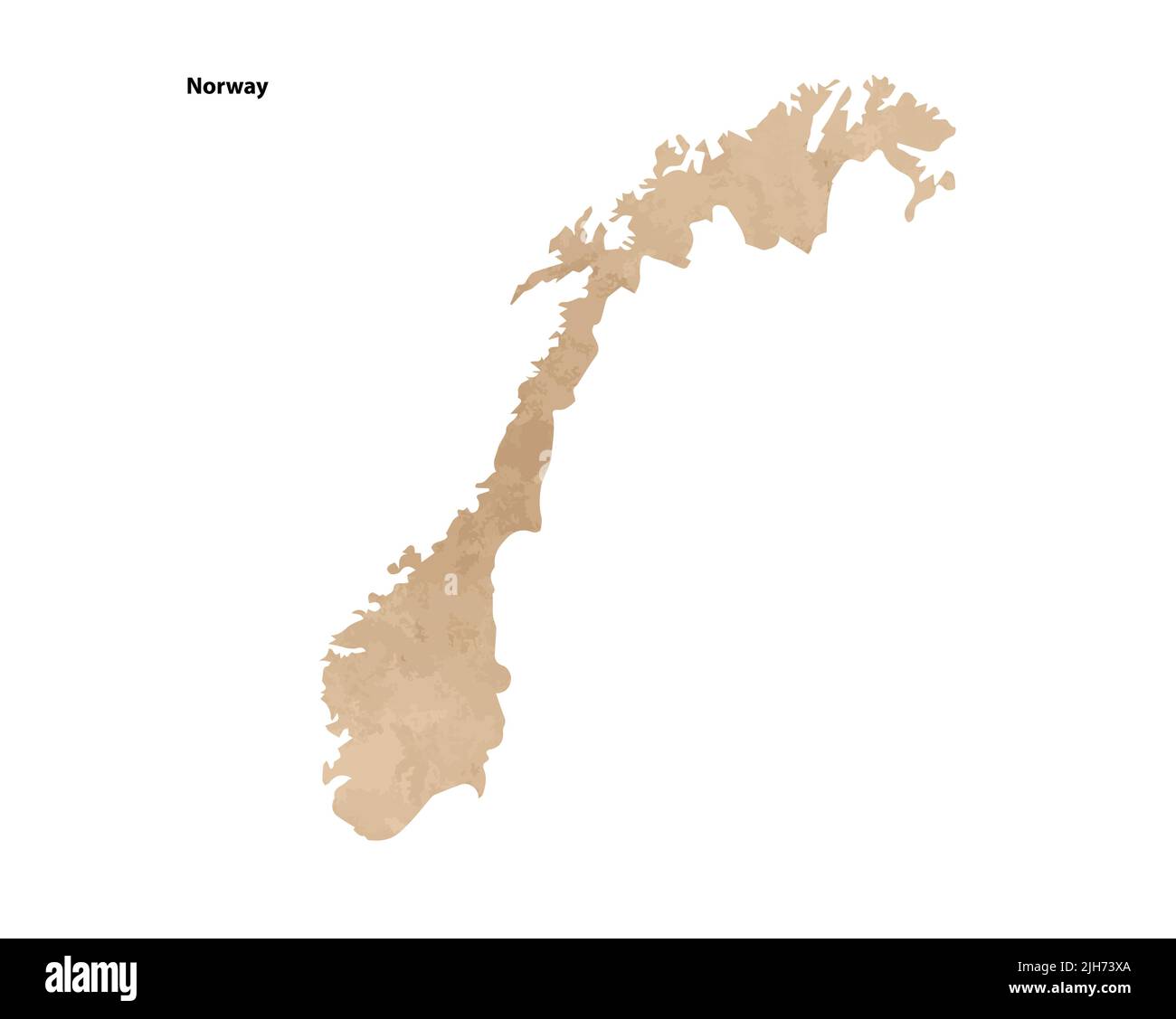 Old vintage paper textured map of Norway Country - Vector illustration Stock Vector