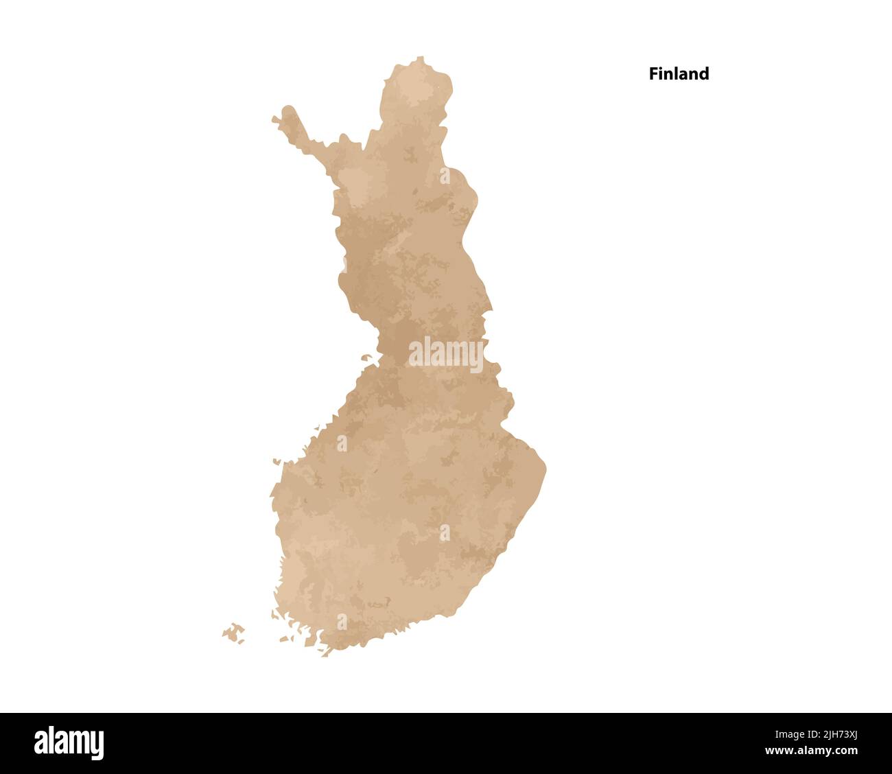 Old vintage paper textured map of Finland Country - Vector illustration Stock Vector