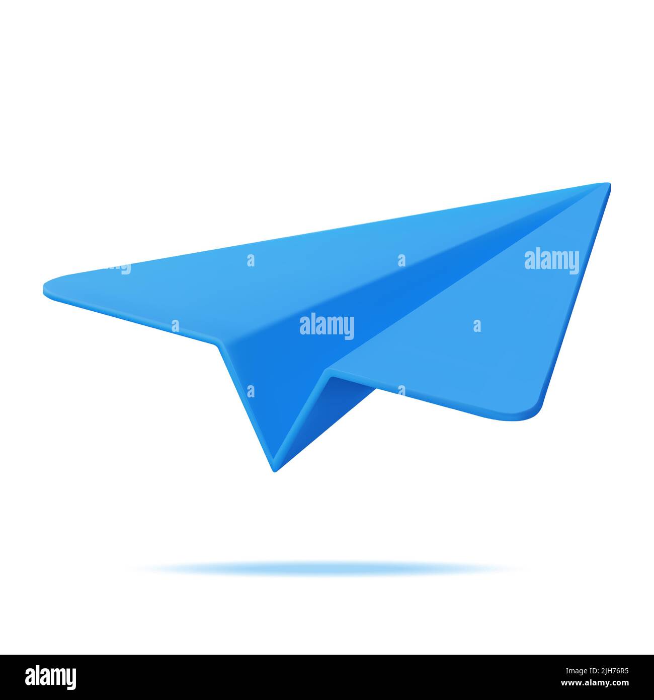 3D Blue Paper Plane Isolated on White. Stock Vector