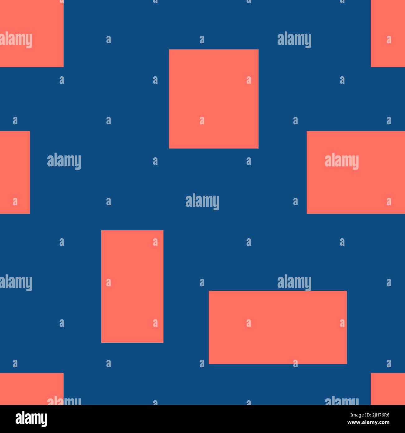 Geometric seamless pattern from different rectangles. Blue background and pink shapes. Vector. Stock Vector